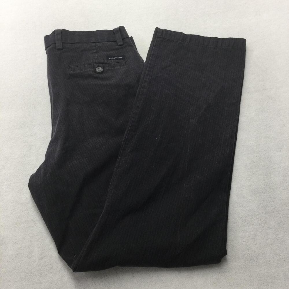 Dockers Pants Mens 36x34 Gray D2 Straight Chino Pinstripe Casual Straight Leg